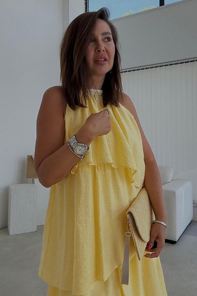 ELVAN TOLON Yellow Layered Long Dress