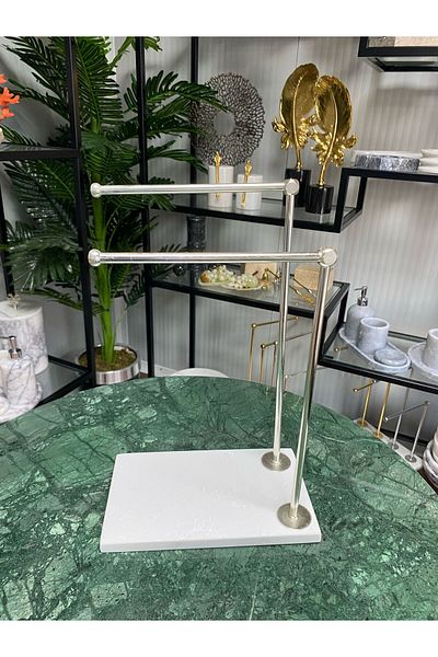 7SEPCOLLECTİON Disassembled 2-Piece Marble Quartz Footed Metal Bathroom Towel Holder Paper