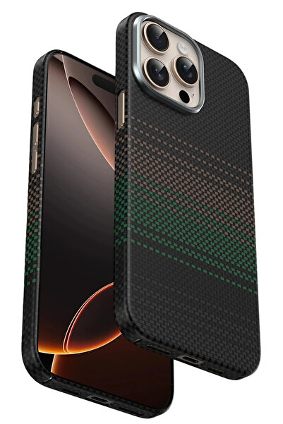 Fuchsia iPhone15 Pro Max ile Uyumlu Kevlar Manyetik Şarj Kılıf