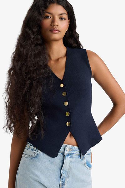 DeFacto Fitted V-Neck Buttoned Knitwear Vest G1164Ax25Au