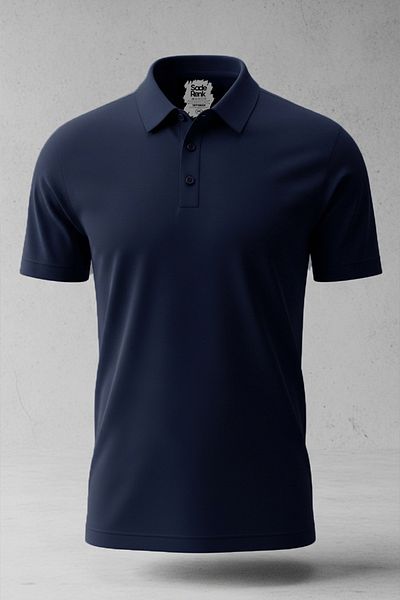 SadeRenk Men's Navy Blue Polo Neck T-Shirt