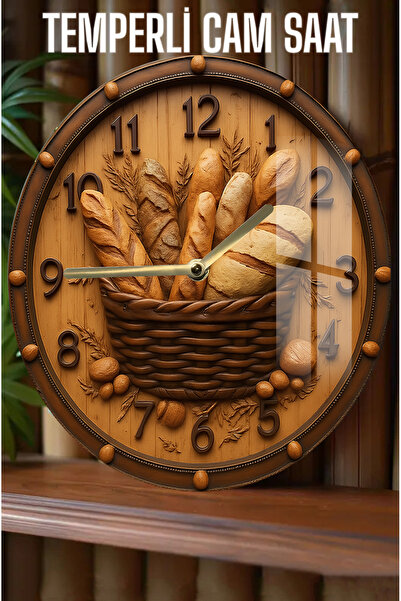 kutuTR Mutfak dekorunuza estetik Katın! 3D Görünümlü Temperli Cam Saat – 33 c...