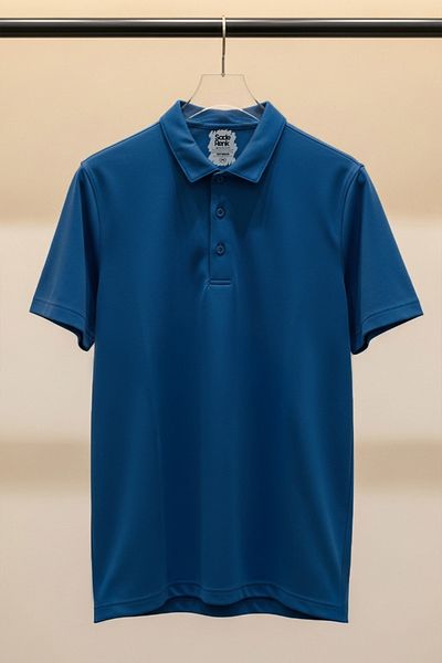SadeRenk Women's Blue Polo Neck T-Shirt