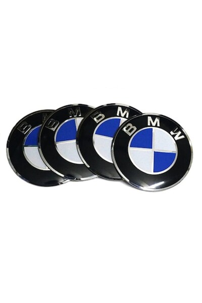 BLACK Autocolante adezive BMW din aluminiu 56mm pentru jante din aliaj albastru/alb