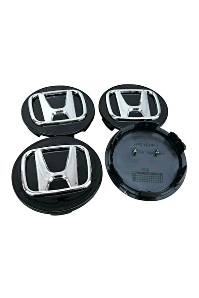 Honda Set 4 capace de jantă HONDA, 69mm, negre + argintii, pentru jante din aliaj
