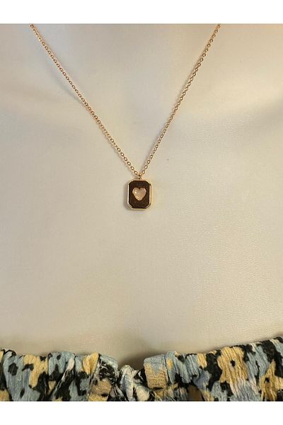 Uno Di Famiglia Enamel Heart Necklace, Elegant Necklace, Minimalist Necklace