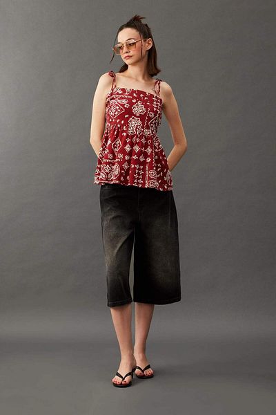 DeFacto Flare Fit Shawl Pattern Poplin Tank Top F9936Ax25Sm