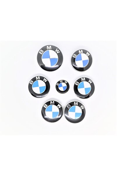 BMW Set sigle embleme 7 piese, alb-albastru, capota/portbagaj 82 mm cu autoadeziv