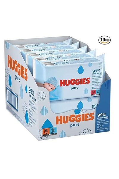 Huggies Baby Wipes With 99 Percentage Pure Water for Sensitivity (Pack of 10)