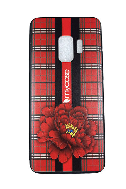 OEM Carcasă Samsung S9, TPU și silicon, design floral, roșie