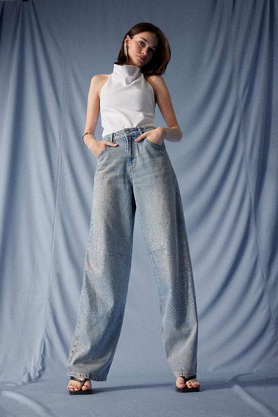 DeFacto Baggy Fit High Waist Long Jean Washed Pants F8489Ax25Au