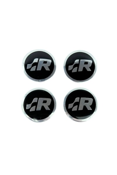 MAF Set 4 embleme, stickere și insigne Volkswagen R, adeziv aluminiu 56mm pentru capace de roți