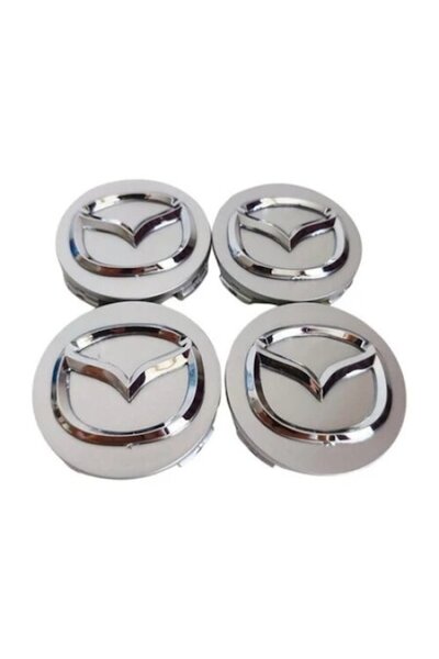 OEM Set 4 capace 56mm, MAZDA, argintii, pentru jante din aliaj cu inel de fixare