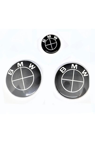 BMW Set trei Embleme BMW, montaj pe capota/portbagaj,82mm, 74mm si 45mm Negru