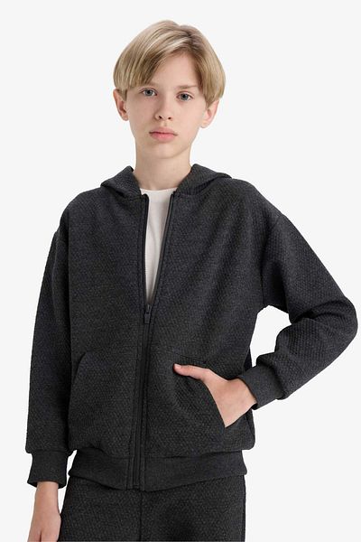 DeFacto Boy's Hooded School Zippered Sweatshirt E9397A825Au