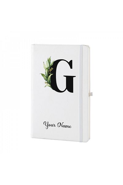 Dekormarket Personalized White Notebook with Initial “G”