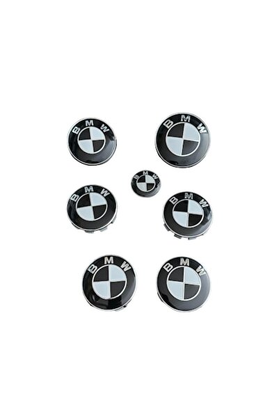 MAF Set Complet 7 Embleme Logo Compatibile BMW capota 82mm portbagaj 74 mm, capace jante 68mm, sigla vol