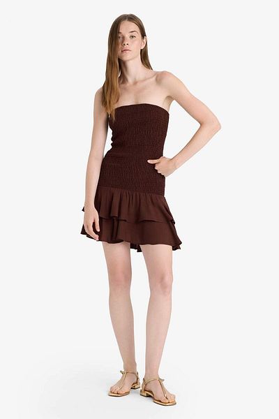DeFacto Strapless Floral Sleeveless Mini Dress F9462Ax25Hs