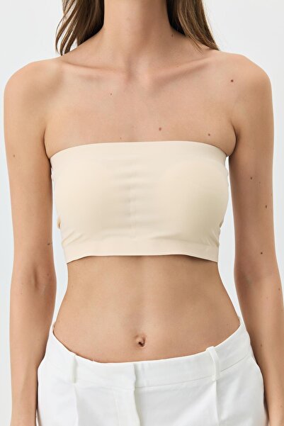 C&City Seamless Laser Cut Strapless Bustier Without Underwire with Removable Pad 1019 Skin