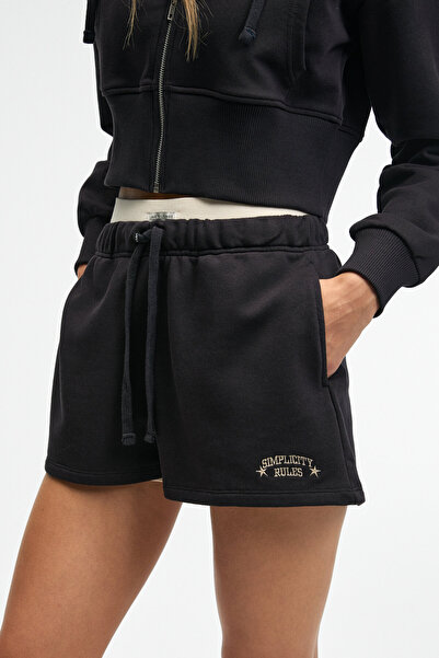 GRIMELANGE MOREVA Kadın Nakışlı Rahat Antrasit Şort