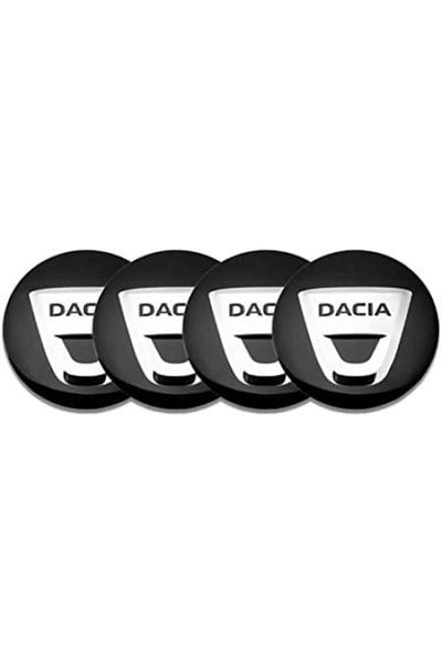 BLACK Set 4 stickers Dacia self-adhesive aluminum 56mm