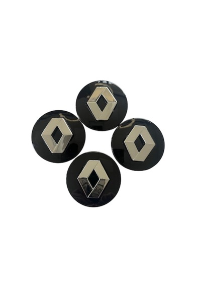 OEM Set 4 capace de jantă Renault, 57mm negru + argintiu pentru jante din aliaj