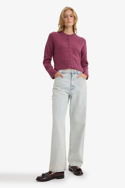 DeFacto Regular Fit Crew Neck Buttoned Cardigan F3031Ax25Wn