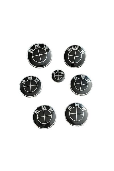 MAF Set Complet 7 Embleme Logo Compatibile BMW capota 82mm, portbagaj 74mm, capace jante 68mm, sigla vol