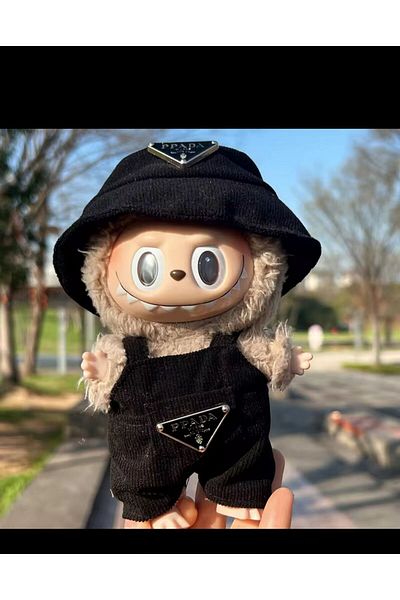 Zigver New Velvet Labubu Doll Clothing Set Hat Black 17cm Clothes Shoes Doll Accessories Training Sit