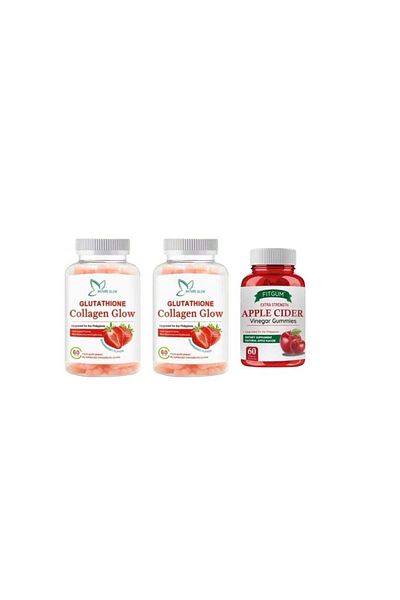 NATUREGLOW NATURE GLOW Glutathione Collagen Glow Gummies Strawberry Pack of 2 and Apple Gummies