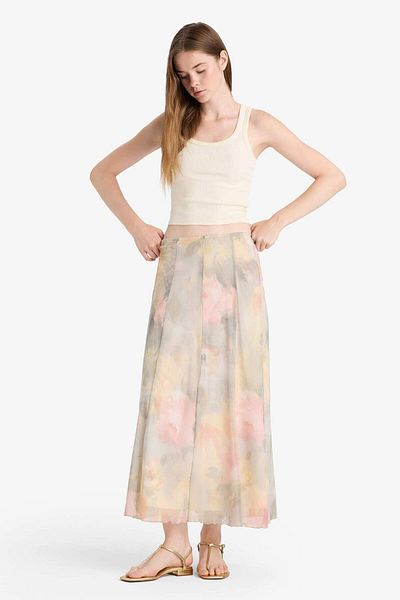 DeFacto A-Line Floral Regular Waist Tulle Maxi Skirt F7108Ax25Au