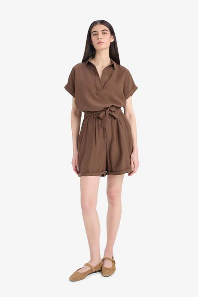 DeFacto High Waist Crinkle Fabric Shorts E7831Ax25Sm