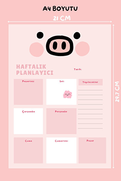 shop Pink 2-Piece A4 & A5 Notepad, Memo Pad, Note Paper, Notepad, Check List, School Notebook with Pig Pattern