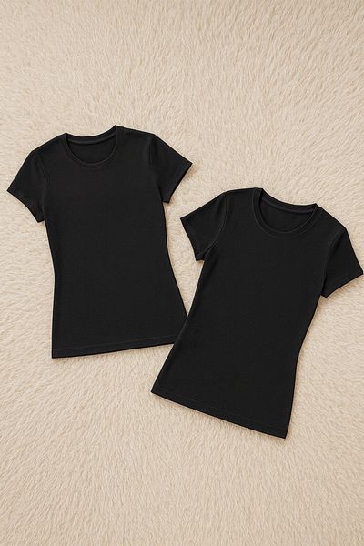 QKK Women's Modal Cotton Lycra Half Sleeve 2 Pack Tank Top T-Shirt Q6K6K1T5Ka