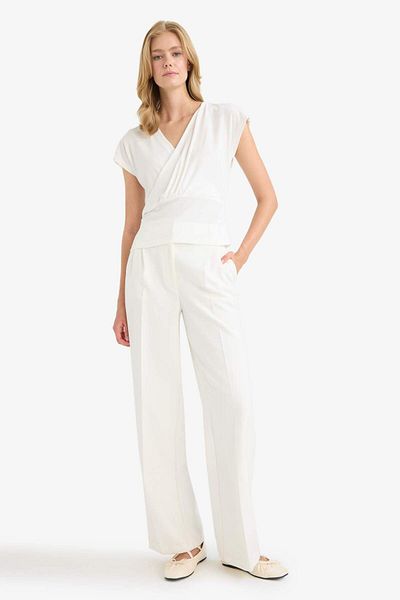 DeFacto Regular Fit Wrap Collar Blouse F7299Ax25Au