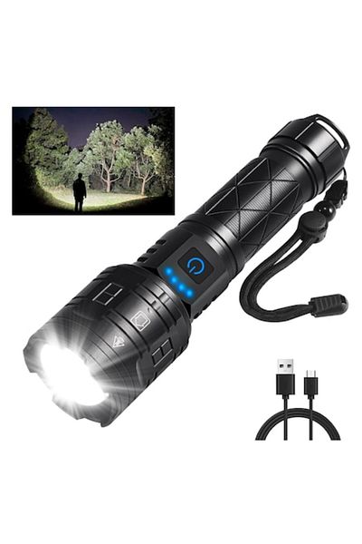 OEM Lanterna LED Tactica Reincarcabila, Acumulator 8800mAh, 5 Moduri, Zoom, Rezistenta la Apa, Ultra Put