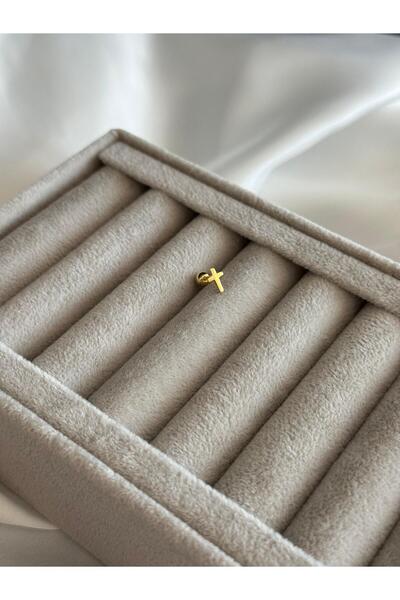 Jarse Jewelry 925 Ayar Gümüş 14k Altın Kaplama Haç İşaret Tragus Helix Kıkırdak Conch Piercing