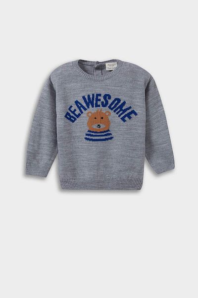 DeFacto Baby Boy Crew Neck Bear Printed Sweater F2584A525Au