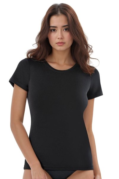 QKK Kadın Modal Pamuklu Likralı Yarım Kol 2'li Atlet T-shirt Q6K6K1T5KA