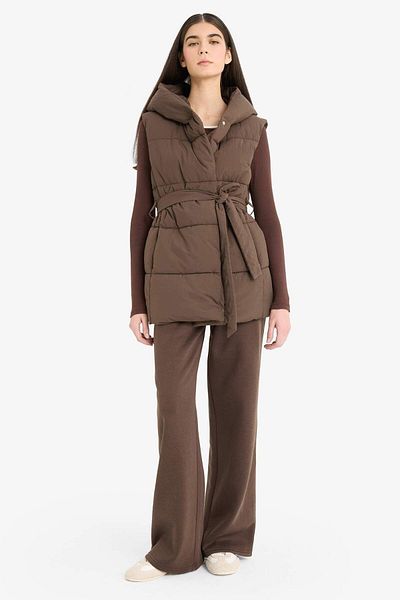 DeFacto Regular Fit Hooded Waist Tie Snap Fastener Vest F1098Ax25Au