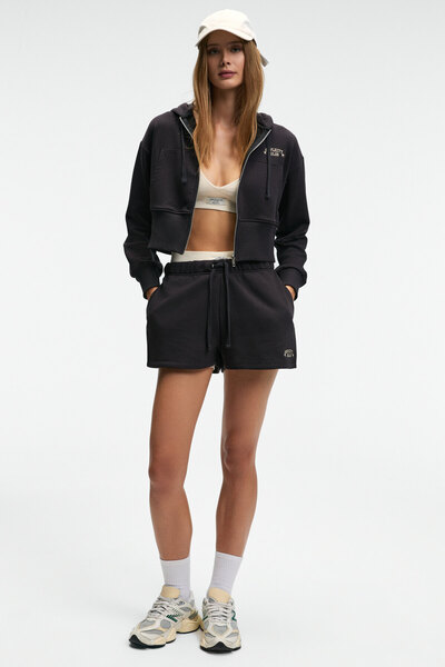 GRIMELANGE MOREVA Kadın Nakışlı Rahat Antrasit Şort