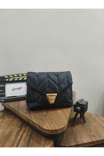 ikosga Black Soft 2 Compartment Handle and Shoulder Bag Width 22 cm Length 18 cm