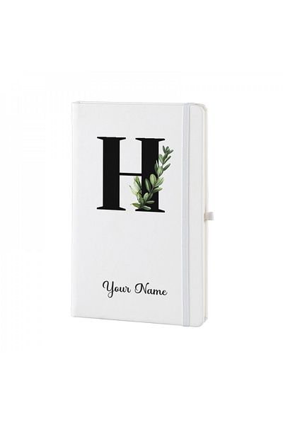 Dekormarket Personalized White Notebook with Initial “H”