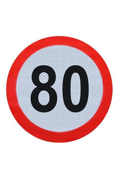 MVM Autocolant reflectorizant pentru limită de viteză 80 km/h, VEM036/R, Clasa I