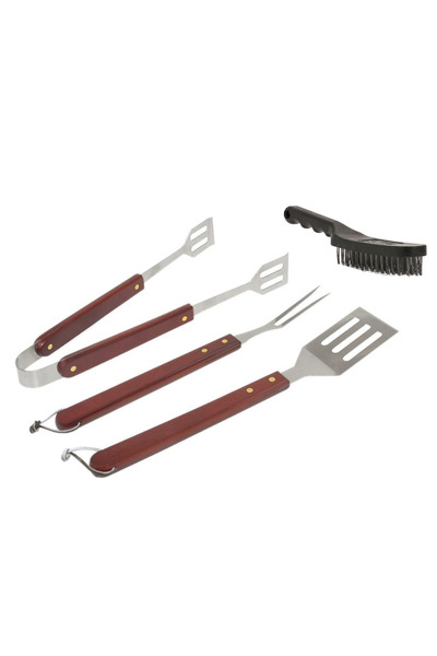 OEM Set 4 Ustensile pentru gratar, Cleste, Furculita, Paleta, Perie