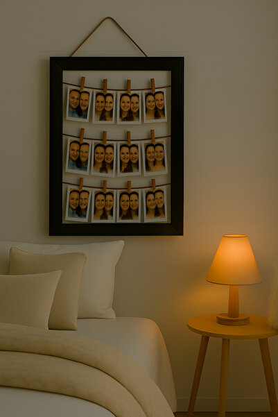 DemCey Home Fotoğraf Çerçevesi Ahşap İpli Mandallı Manifesto Çerçeve