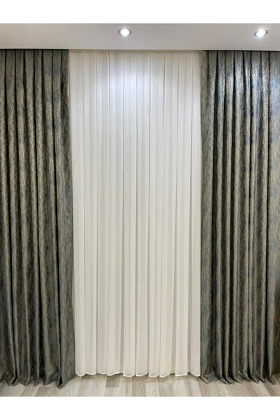 GACALLAR HOUSE Glitter Sapphire Heavy Gramage Draped 1/3 Pleated Ironing Unwanted Tulle Curtain (Light Glitter)