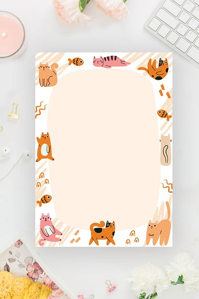 shop Cute Cat Pattern A4 - Notepad, Memo Pad, Notepad, Check List, School Notebook, Planner
