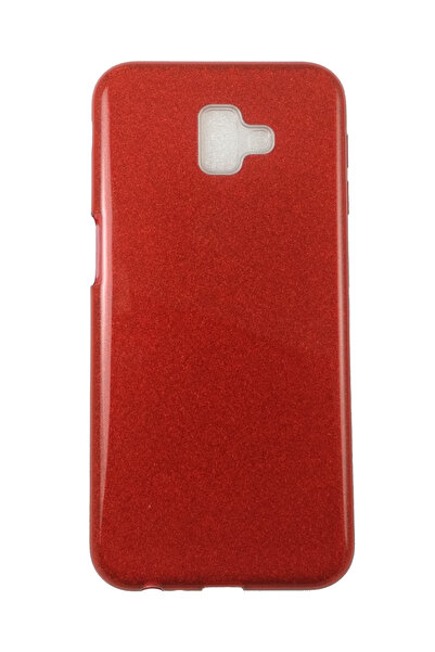 OEM Carcasă compatibilă cu Samsung J6 Plus, silicon cu sclipici, roșie