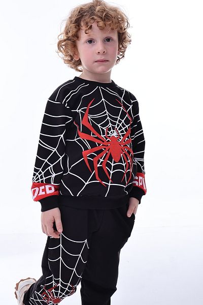 Beka Kids Boys Spiderman Patterned Printed Children's Bottom Top Set 2-Piece Set Tracksuit Set